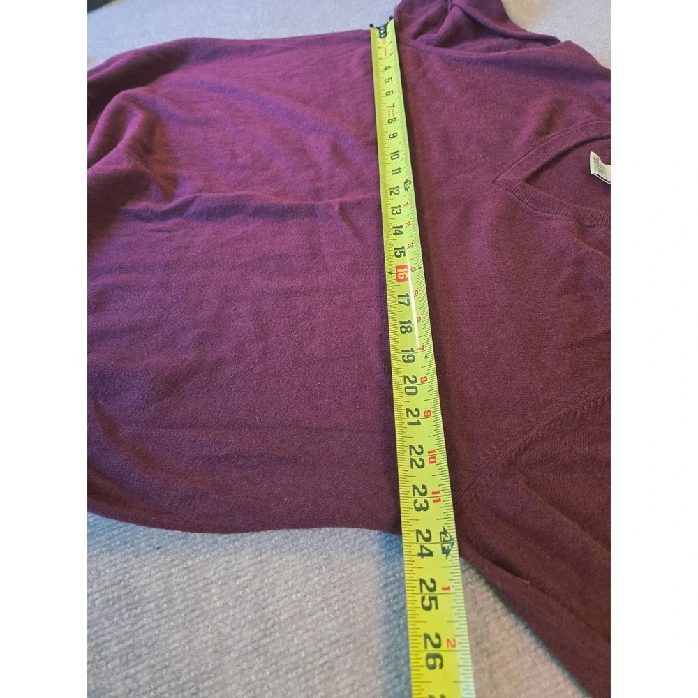 L.L.Bean Men's XL Regular V-Neck Cotton Cashmere Sweater Maroon Burgundy‎